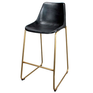 Tabouret de bar industriel en cuir et fer antique pour mobilier commercial - Product Image 1