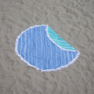 Toalla de playa redonda con flecos de borlas de fábrica turca, toalla redonda Pestemal colección RPT de fabricación turca - Product Image 1