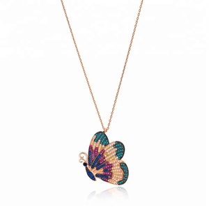 Pendentif à breloque, bijou artisanal en argent Sterling 925, joli Design papillon arc-en-ciel, vente en gros, prix d'usine - Product Image 1