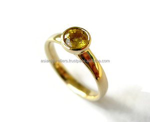 แหวนพลอยสีเงินสเตอร์ลิงสีทองรูปโทปาซสีทอง - Product Image 2