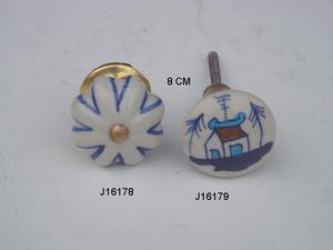 Perilla de cerámica pintada a mano disponible en otros colores y patrones Perillas de armario de cocina Perilla de tirador de cajón de armario - Product Image 4