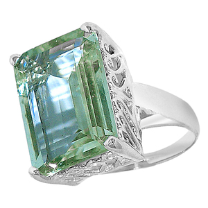 Asscher Bague en argent avec pierre précieuse améthyste verte taillée Bague en argent sterling 925 tendance Bague en argent plaqué argent à la mode pour cadeau de mariage. - Product Image 2