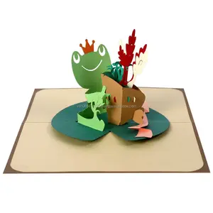 Бумажные 3D открытки с животными лягушкой, лучший выбор для дня рождения, оптовая продажа от вьетнамского поставщика