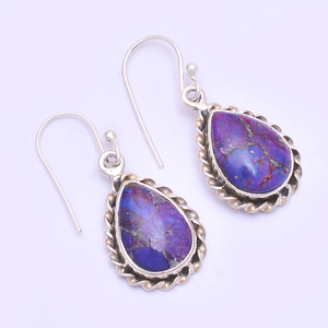 Well Formed <b>Purple</b> Copper Turquoise 925 Sterling Silver <b>Earrings</b> Classic Fashionable <b>Earring</b> For Wedding Anniversary or Parties. - Product Image 1