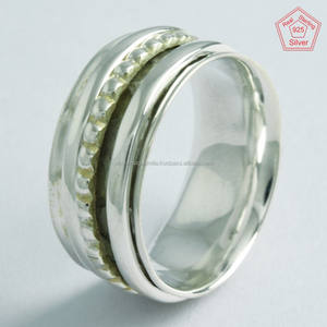 Anillo hecho a mano Spinner de plata 92,5 de plata lisa, diseño de anillos de plata esterlina, exportador de anillo Spinner India - Product Image 3