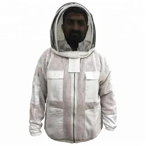 Veste d'apiculture ventilée à 3 couches de qualité supérieure Veste de sécurité pour apiculteurs de couleur blanche Unisexe