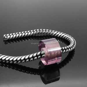 14x8x5mm smooth tire beads Synthetic Pink <b>amethyst</b> hydro Gemstone big hole beads for <b>bracelet</b> - Product Image 2