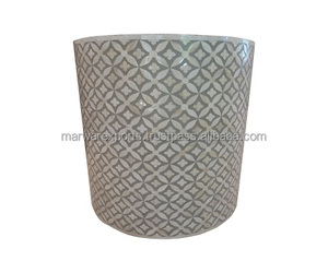 Taburete de diseño geométrico con incrustaciones de hueso redondo moderno, mesa de consola, se usa para sala de estar - Product Image 1