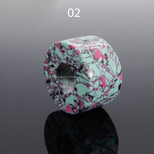 Rueda suave de 14x8x5mm, rueda sintética verde, Gema turquesa, cuentas de agujero grande, IG0131 - Product Image 2