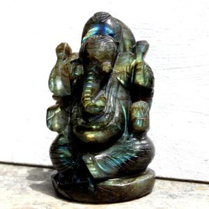 Pequeño señor Ganesha labradorita grado piedra preciosa estatua hecha a mano Feng Shui Rudra gemas estatuilla grabado decoración del hogar - Product Image 3