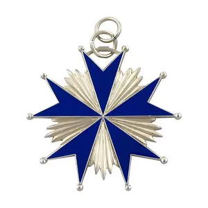 Özelleştirilmiş tasarım kendi mavi renk çapraz gümüş kaplama madalya