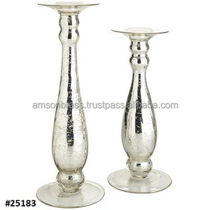 Candelabro de Boda de Aluminio Metalizado en Níquel, Portavelas Grande Tipo Huracán - Product Image 3