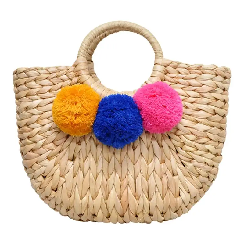 Hot sale! Natural african straw bag bamboo hand made straw beach bag wholesale