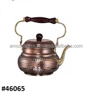 Tetera y Hervidor de Cobre Puro Árabe Martillado con Mango de Madera - Product Image 4