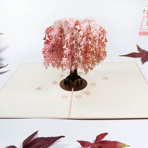 Carte de voeux Pop-up en érable de nouveau design 3D en gros artisanat par fabricant vietnamien fabriqué à partir de papier - Product Image 2