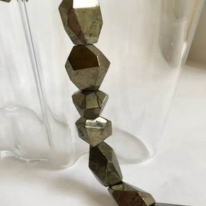 Pepitas de piedra de pirita, piedras preciosas facetadas perforadas, filamento completo - Product Image 4