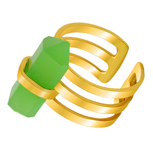 Forme de boîte Prehnite calcédoine pierre précieuse bague en argent Sterling 925 bague réglable bijoux en spirale bague à la mode à la mode pour les femmes - Product Image 4