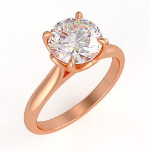 14K oro rosa Real solitario 0.50Ct diamante anillo de compromiso - Product Image 1