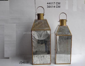 Brass and Glass <b>Hurricane</b> Pillar Candle <b>Lantern</b> in Square Shape Pyramid Top and Antique Silver Glass Christmas Home Decor - Product Image 3