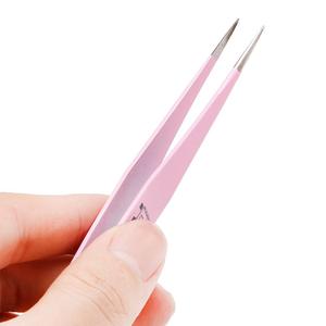WHOLESALE Set of 2 Professional Stainless Steel Pink Steel Straight Bend Tweezer Nippers For Eyelash <b>Extensions</b> <b>Nail</b> Art 2026 - Product Image 3
