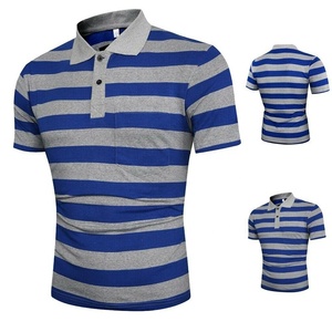 Venta al por mayor Hombres Verano Slim Fit Turn-Down Collar Camisa Manga corta Bolsillo Top Polo Shirt - Product Image 2