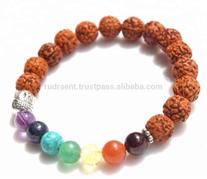 Chakra Rudraksha กำไลข้อมือลูกปัด,สร้อยข้อมือกำไลข้อมือพลังงานบวกปรับได้เครื่องประดับในงานแต่งงานสำหรับผู้หญิงของขวัญ7หมั้นสำหรับทุกเพศ - Product Image 2