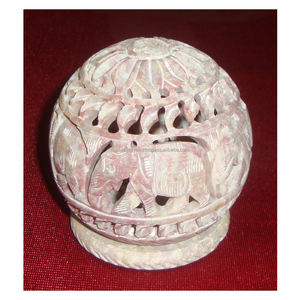 <b>Elephant</b> Design Soapstone <b>Candle</b> Holders - Product Image 1