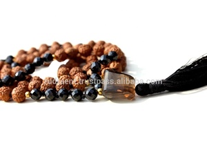 Perles Mala de haute qualité Rudraksha noué soie gland Boho Long collier 108 perles de prière nouées Japamala - Product Image 5