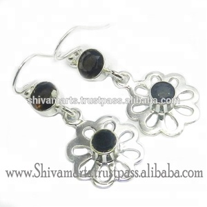 Pendientes de gota de piedras preciosas de cuarzo ahumado genuino, joyería de plata de ley 925 sólida, acabado de oro rosa, bodas, fiestas, mujeres y niñas - Product Image 2