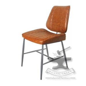 Chaise de bureau en cuir véritable Fer Meuble de restaurant polyvalent pour cuisine ferme extérieur salon ou appartement - Product Image 3