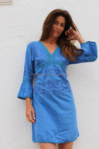 ชุดเดรสปักลายลูกไม้คอวีสุดเซ็กซี่,เสื้อผ้าแฟชั่นผู้หญิงสไตล์โบฮีเมียนเสื้อคลุมสำหรับผู้หญิง - Product Image 3