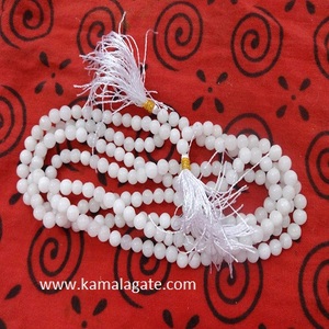 Venta al por mayor cristal blanco 108 cuenta Japa Mala piedra preciosa natural Rey con cuentas oración curación Mala piedra semipreciosa artesanía ágata - Product Image 1