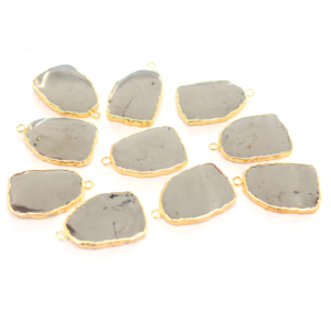 Pyrite 32 à 34 MM avec caution forme inégale plaqué or pendentif pierre naturelle pierres précieuses résultats de bijoux signe du zodiaque Leo - Product Image 1