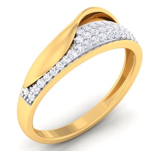 Bague de fiançailles en diamant véritable 0,40 TCW |   Bague élégante en or jaune 14 carats avec sertissage à griffes et bande incurvée, bijou raffiné, cadeau pour femme - Product Image 2