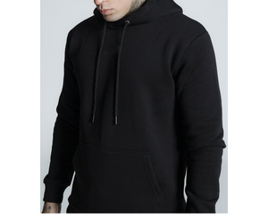 Sweat à Capuche Uni de Marque 100% Tissu Jersey de Coton Noir Polyester Hommes Survêtement - Product Image 2