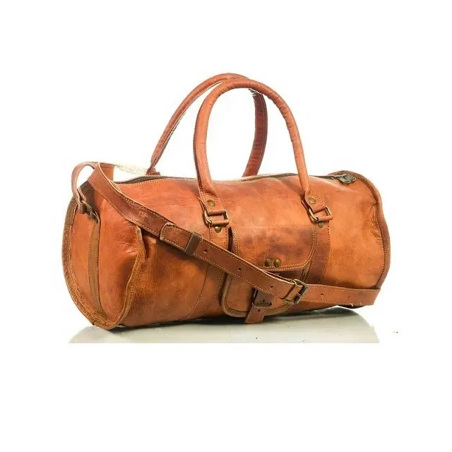 Bolso cruzado de cuero de cabra Real para hombre, bolsa de viaje y equipaje multiusos, de fin de semana, a la moda