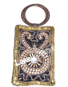 Sac de transport portable ethnique en satin brodé Zari personnalisable Support léger pour téléphone avec logo personnalisé - Product Image 3