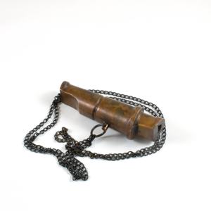 Aluminio Náutico Antiguo Vintage Doble Cara Boca Scout Árbitro Cadete Deportes Silbato con Cadena - Product Image 3