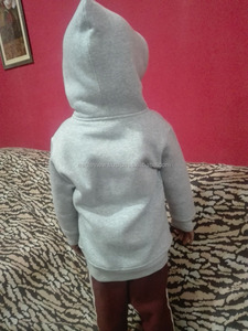 Automne vente enfants pull à capuche avec fermeture éclair pull chemise 100% coton doublé et teint uni pour l'hiver - Product Image 6