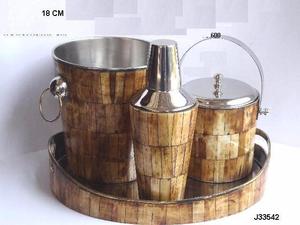 Nouveauté : seau à champagne en métal, seau à glace pour bouteille de vin avec incrustation d'os en finition antique, vaisselle, produit très vendu - Product Image 3