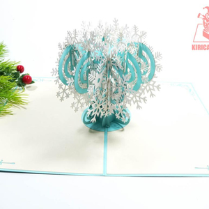 Carte-cadeau de Noël carte 3d pour le nouvel an flocon de neige arbre pop up carte artisanat fabriqué au Vietnam - Product Image 1