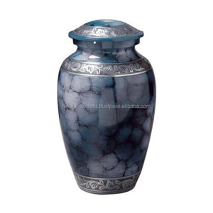 Urne de crémation Designer Elite en bleu nuage et argent pour les cendres humaines d'animaux domestiques Fournitures funéraires de style américain en métal - Product Image 4
