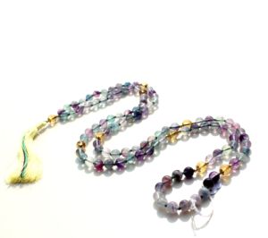 สร้อยมาลาหินธรรมชาติยอดนิยม 108 เม็ด ฟลูออไรต์สีรุ้ง ขนาด 6 มม. สร้อยคอแบบผูกปม สร้อยคอสำหรับทำสมาธิ ต้องซื้อ ของประดับสำหรับโยคะ ประดับมุก - Product Image 3