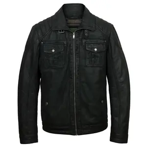 Stylish casual wear hot sale men's fashionable style motorbike leather made custom jacket wonderful quality jackets