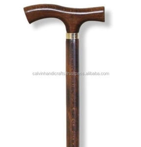 Poignée en laiton massif fait à la main canne de marche classique utilisation quotidienne bois de hêtre brun collier en laiton anneau bâton de marche. - Product Image 2