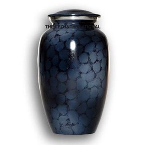 Jarra de cremación funeraria para adultos con acabado de nube azul de metal de aluminio, urna de 6.5X6.5X10 pulgadas, capacidad de almacenamiento de cenizas de 200 pulgadas cúbicas - Product Image 1