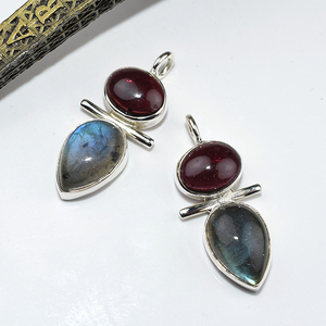Ravissant pendentifs en forme de poire et de grenat en argent Sterling 925, bijoux en argent Sterling 925 - Product Image 1