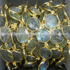 Coszcalt exporte Labradorite pierres précieuses connecteur perles chaîne plaqué or lunette ensemble BG0120 pour la fabrication de bijoux - Product Image 1