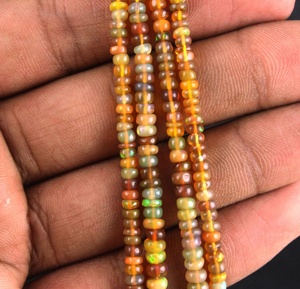 Brin de qualité géniale, opale éthiopienne naturelle, pierres précieuses lisses et Flashy, perles rondelles pour la fabrication de bijoux - Product Image 3