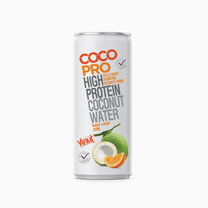 Agua de Coco Enlatada con Alto Contenido de Proteínas, 250 ml, con Sabor a Naranja, Servicio OEM/ODM, Muestra Gratuita, Diseño de Logotipo Gratuito, Precio Económico - Product Image 1